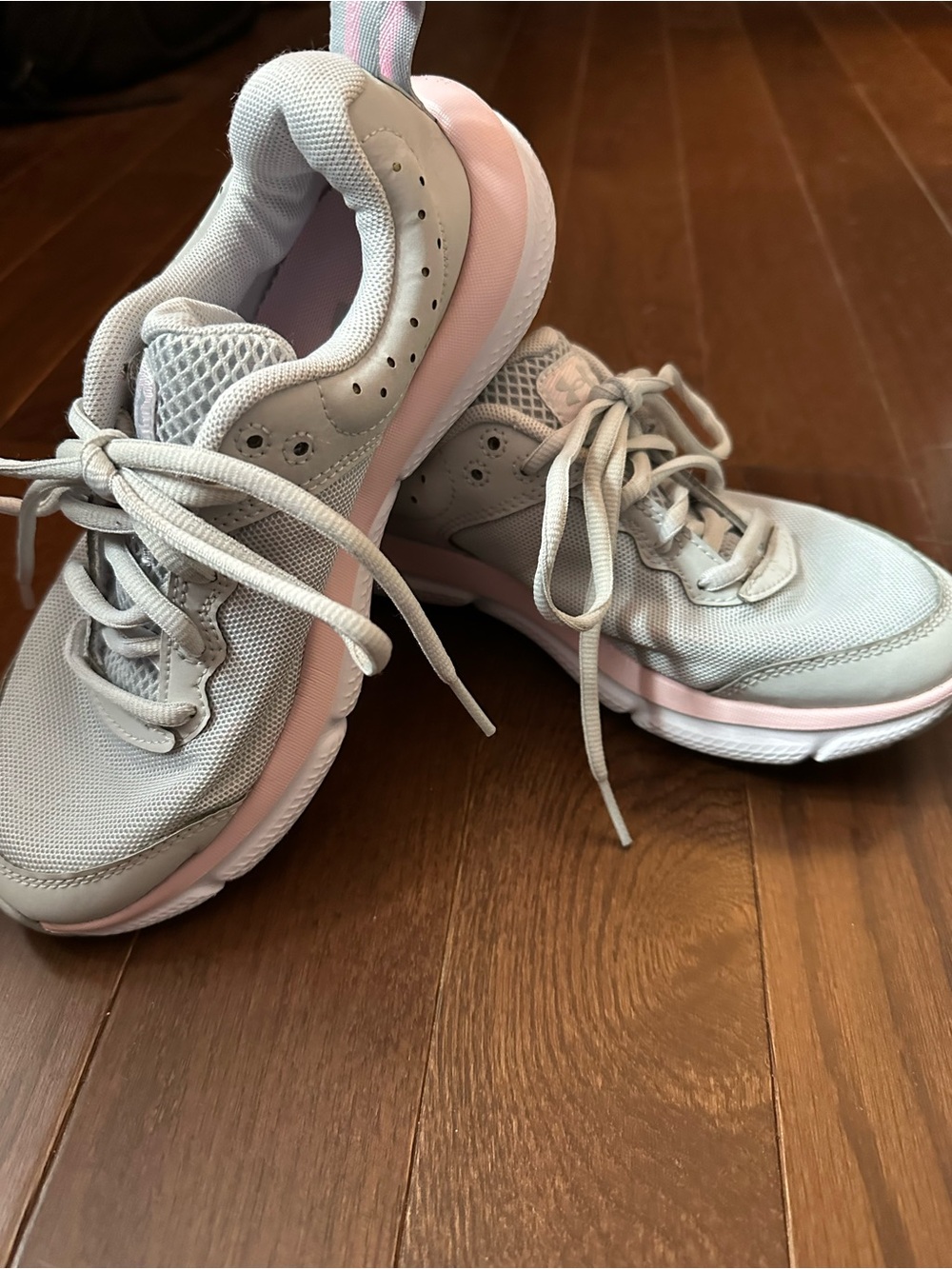Under Armour Kids Mesh Sneakers in Light Gray and Pink Accents